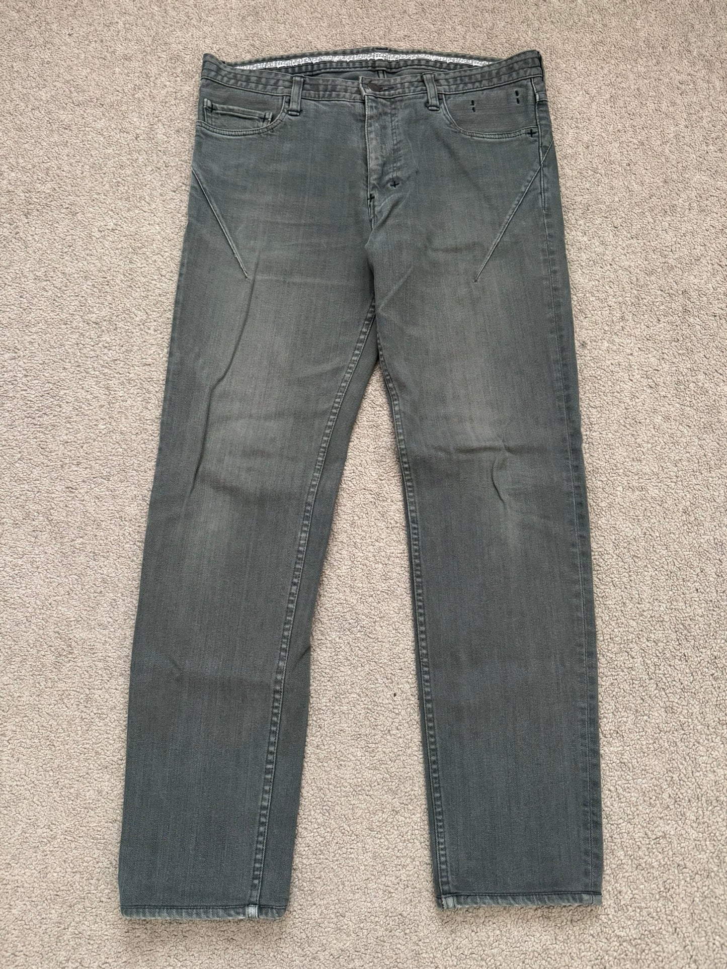 SS08 Number (N)ine Pain Crying Heart Grey/Green Denim Jeans