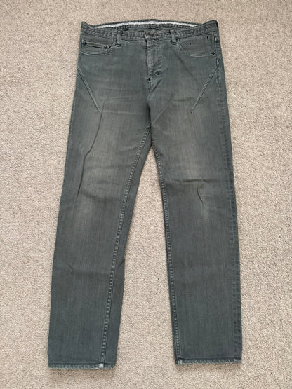 SS08 Number (N)ine Pain Crying Heart Grey/Green Denim Jeans
