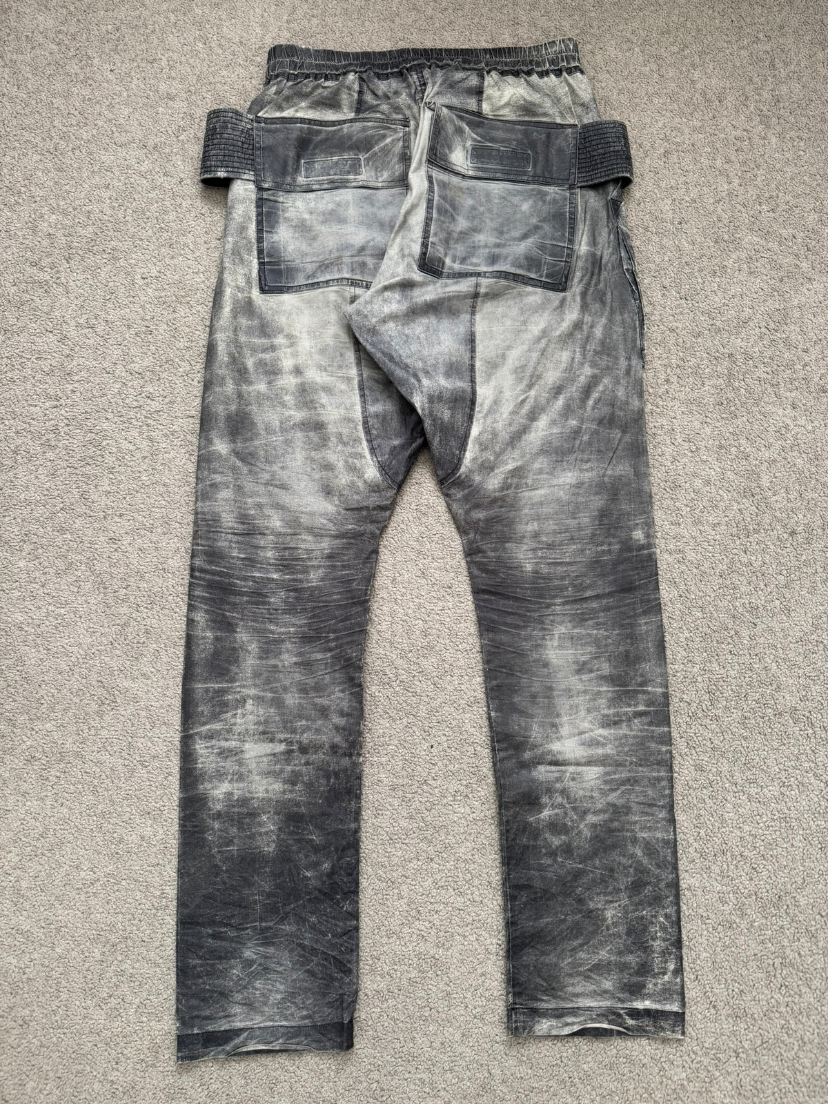 SS17 Rick Owens DRKSHDW Painted Waxed Creatch Cargo Pants