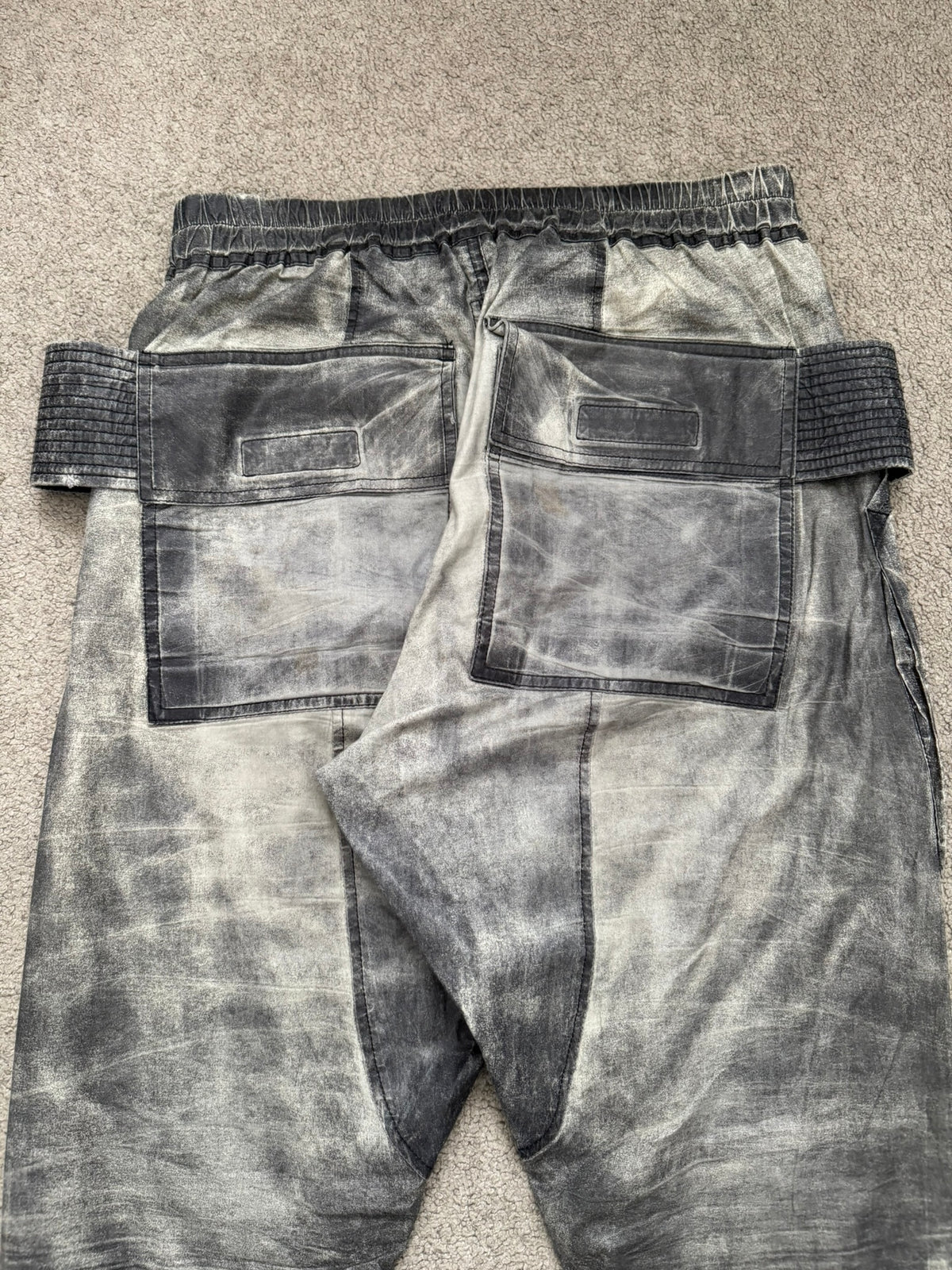 SS17 Rick Owens DRKSHDW Painted Waxed Creatch Cargo Pants