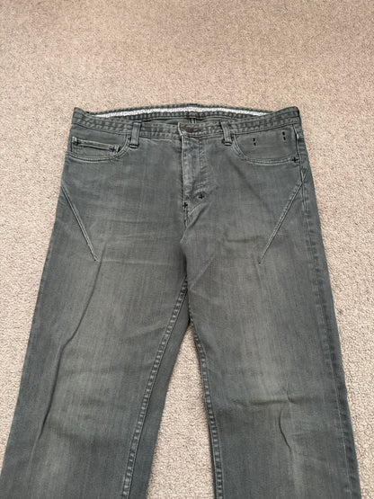 SS08 Number (N)ine Pain Crying Heart Grey/Green Denim Jeans