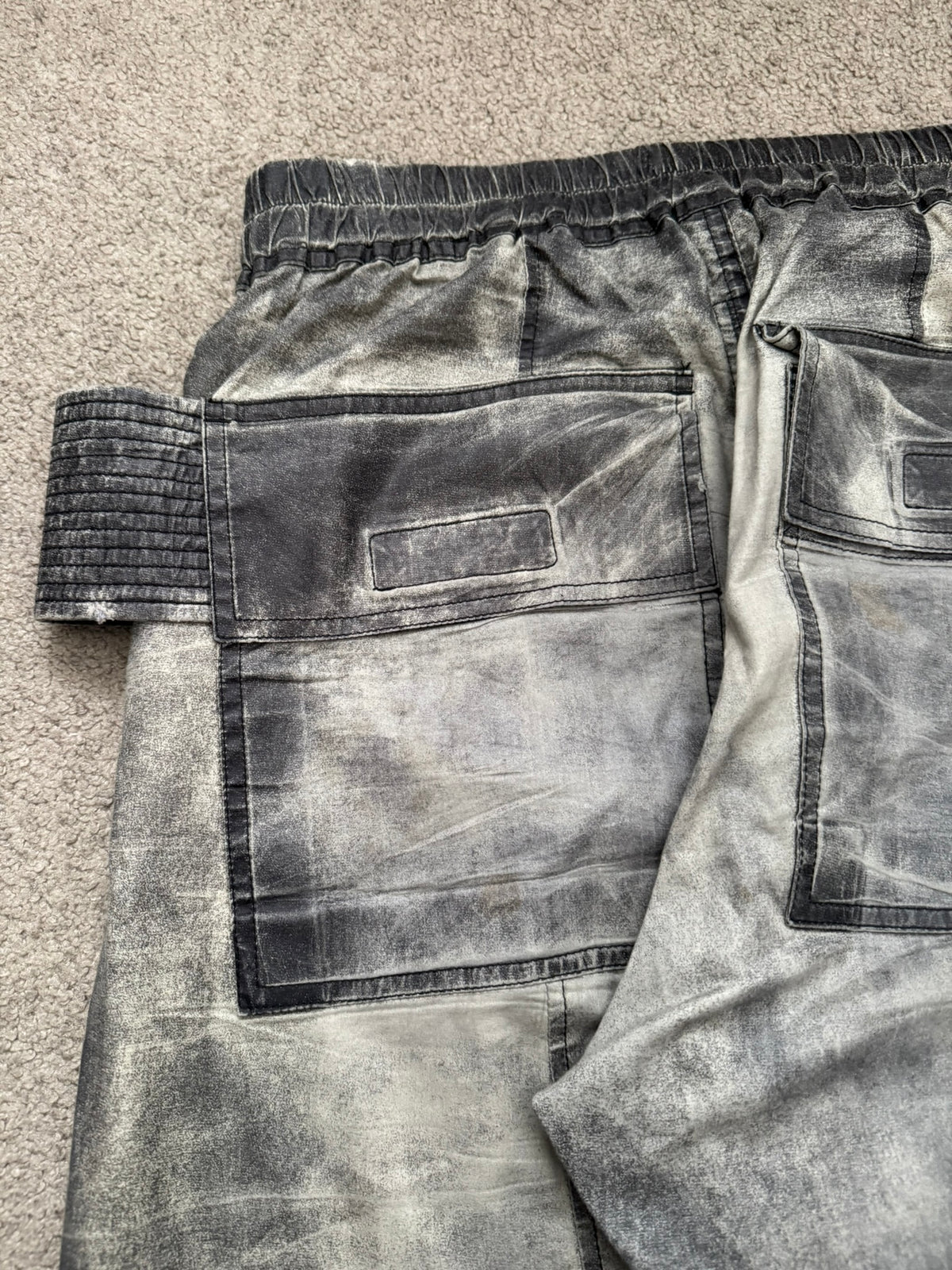 SS17 Rick Owens DRKSHDW Painted Waxed Creatch Cargo Pants