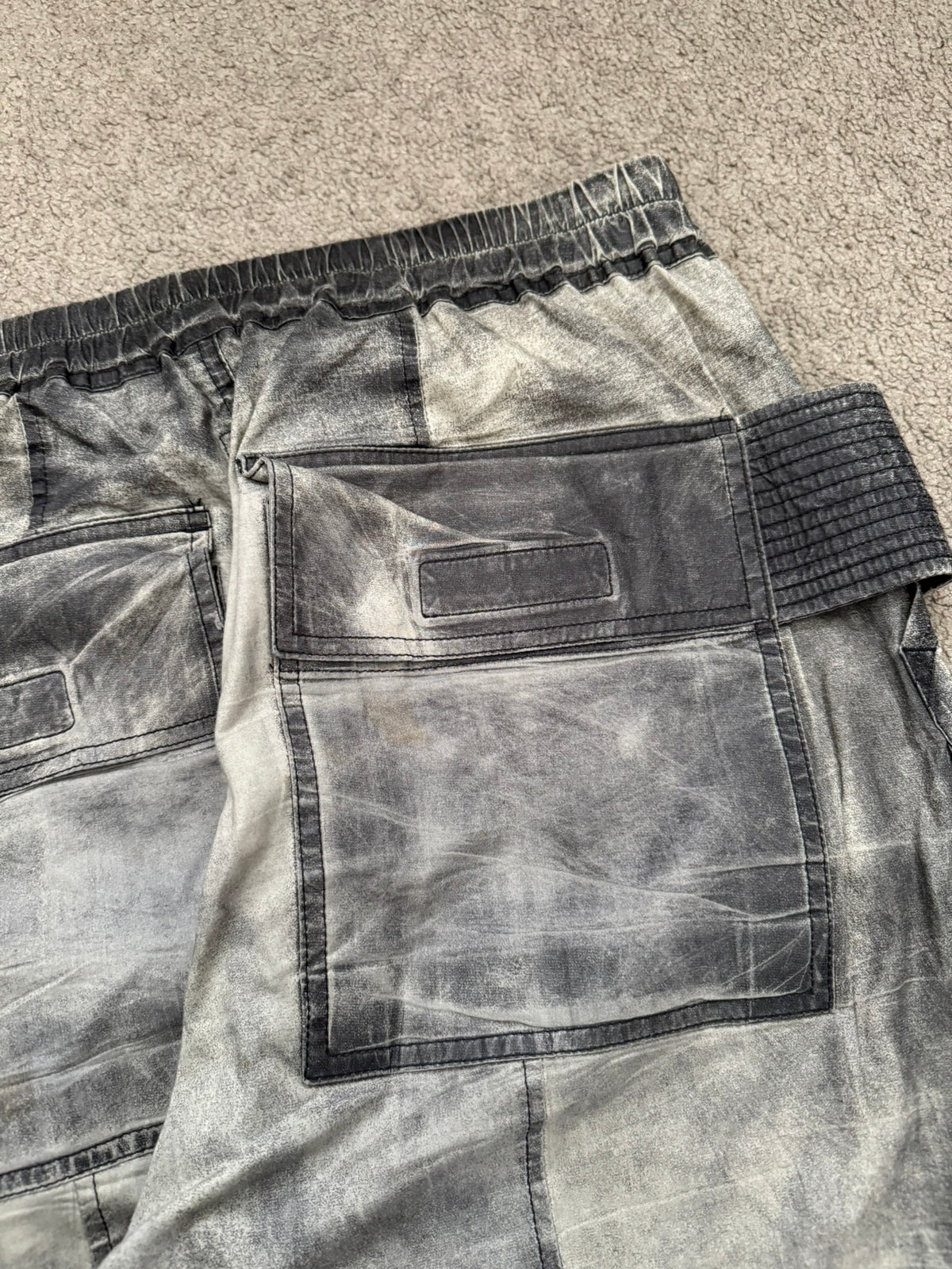 SS17 Rick Owens DRKSHDW Painted Waxed Creatch Cargo Pants