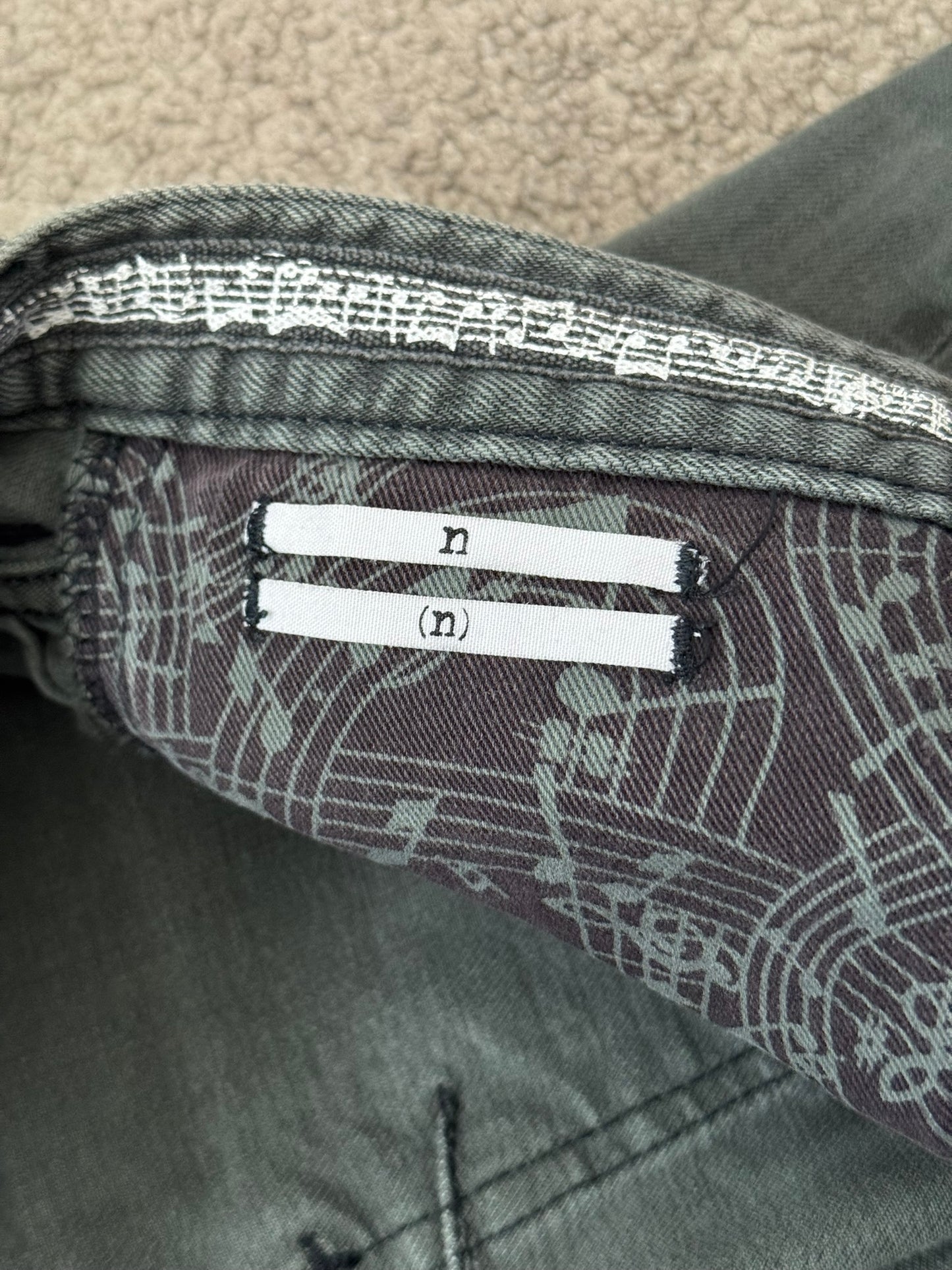 SS08 Number (N)ine Pain Crying Heart Grey/Green Denim Jeans