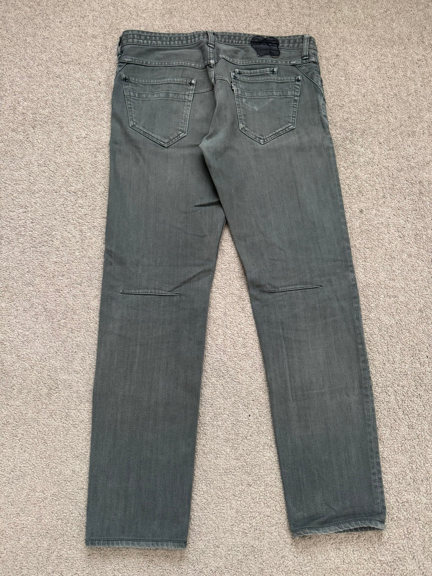 SS08 Number (N)ine Pain Crying Heart Grey/Green Denim Jeans