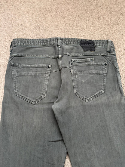 SS08 Number (N)ine Pain Crying Heart Grey/Green Denim Jeans