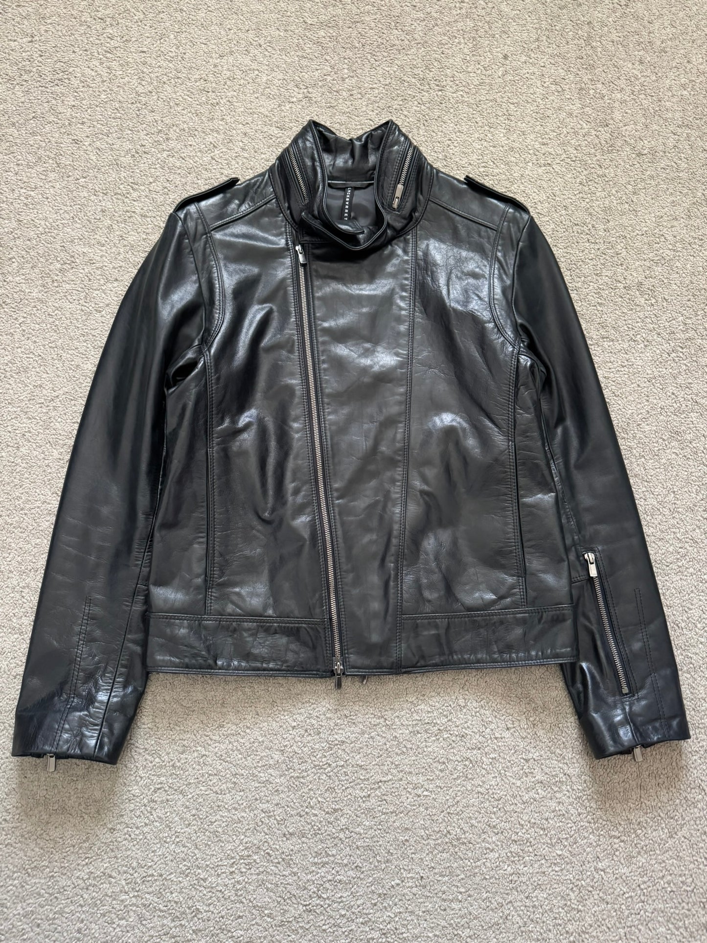 BLACKBARRETT by Neil Barrett Asymmetric Zip Leather Jacket
