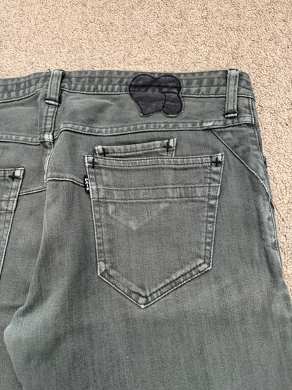 SS08 Number (N)ine Pain Crying Heart Grey/Green Denim Jeans