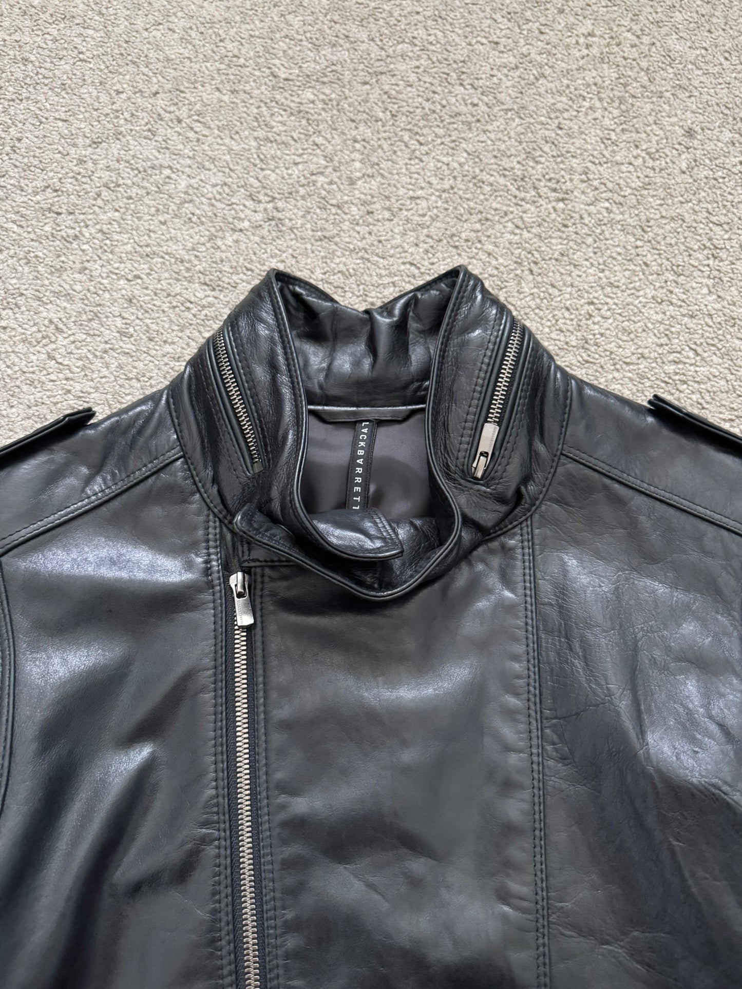 BLACKBARRETT by Neil Barrett Asymmetric Zip Leather Jacket
