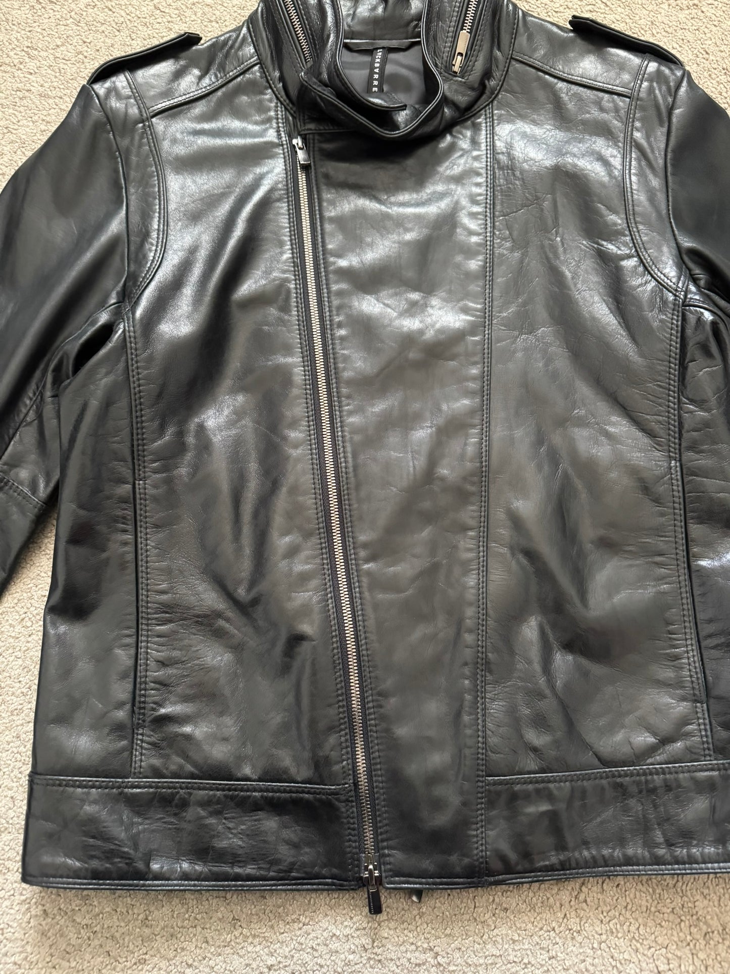 BLACKBARRETT by Neil Barrett Asymmetric Zip Leather Jacket