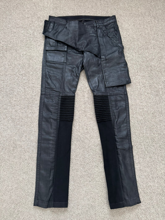 FW13 Rick Owens DRKSHDW Black Waxed Memphis Biker Denim Jeans
