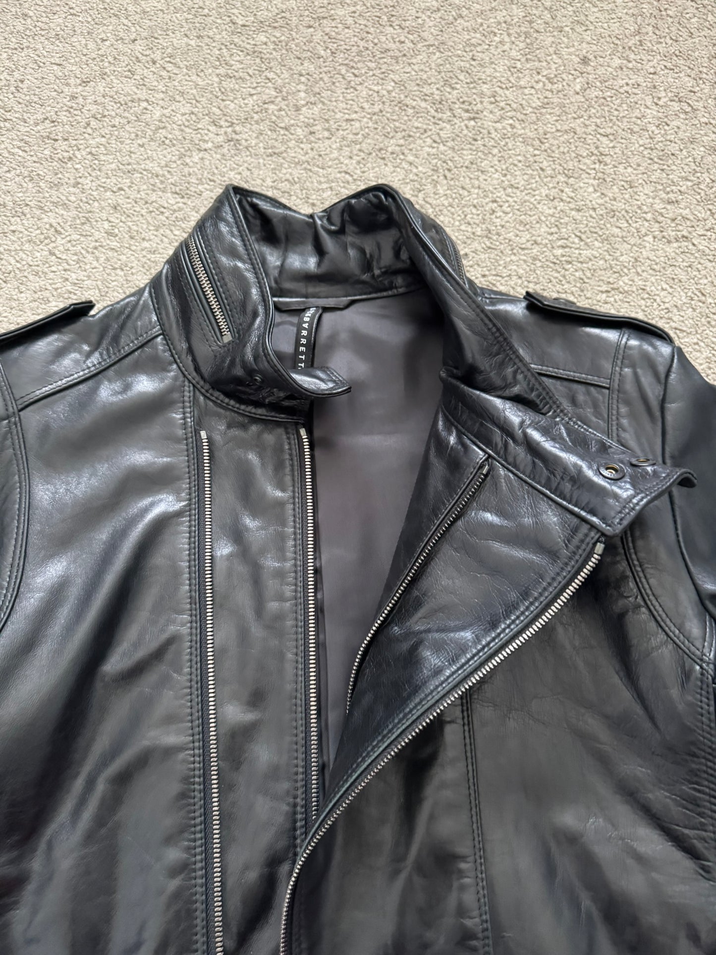 BLACKBARRETT by Neil Barrett Asymmetric Zip Leather Jacket