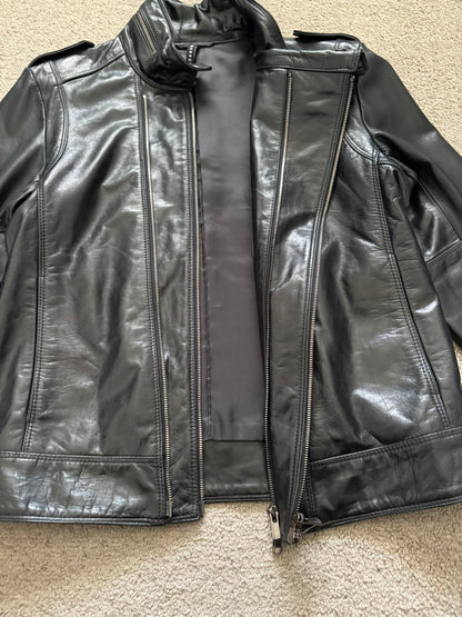 BLACKBARRETT by Neil Barrett Asymmetric Zip Leather Jacket