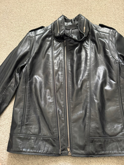 BLACKBARRETT by Neil Barrett Asymmetric Zip Leather Jacket