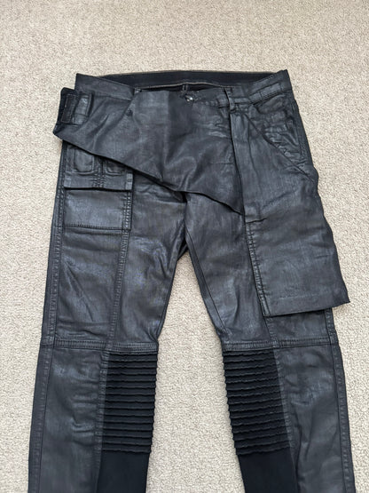 FW13 Rick Owens DRKSHDW Black Waxed Memphis Biker Denim Jeans