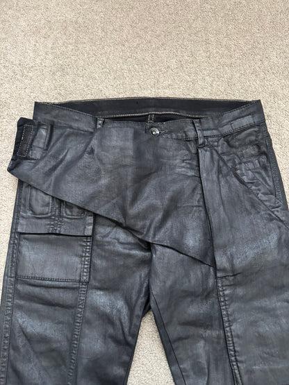 FW13 Rick Owens DRKSHDW Black Waxed Memphis Biker Denim Jeans