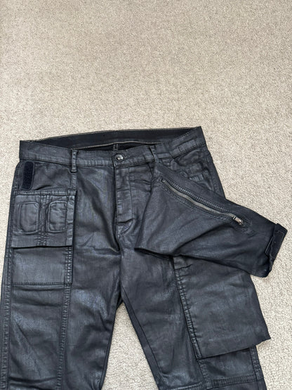 FW13 Rick Owens DRKSHDW Black Waxed Memphis Biker Denim Jeans