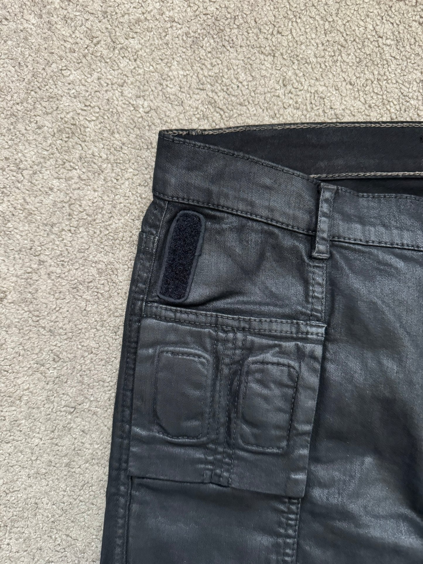FW13 Rick Owens DRKSHDW Black Waxed Memphis Biker Denim Jeans