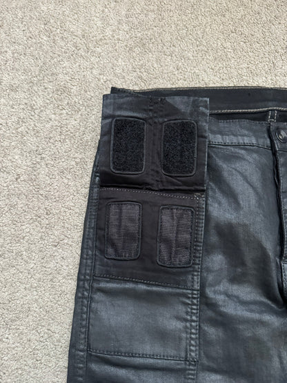 FW13 Rick Owens DRKSHDW Black Waxed Memphis Biker Denim Jeans