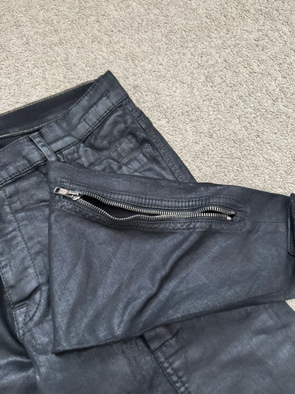 FW13 Rick Owens DRKSHDW Black Waxed Memphis Biker Denim Jeans
