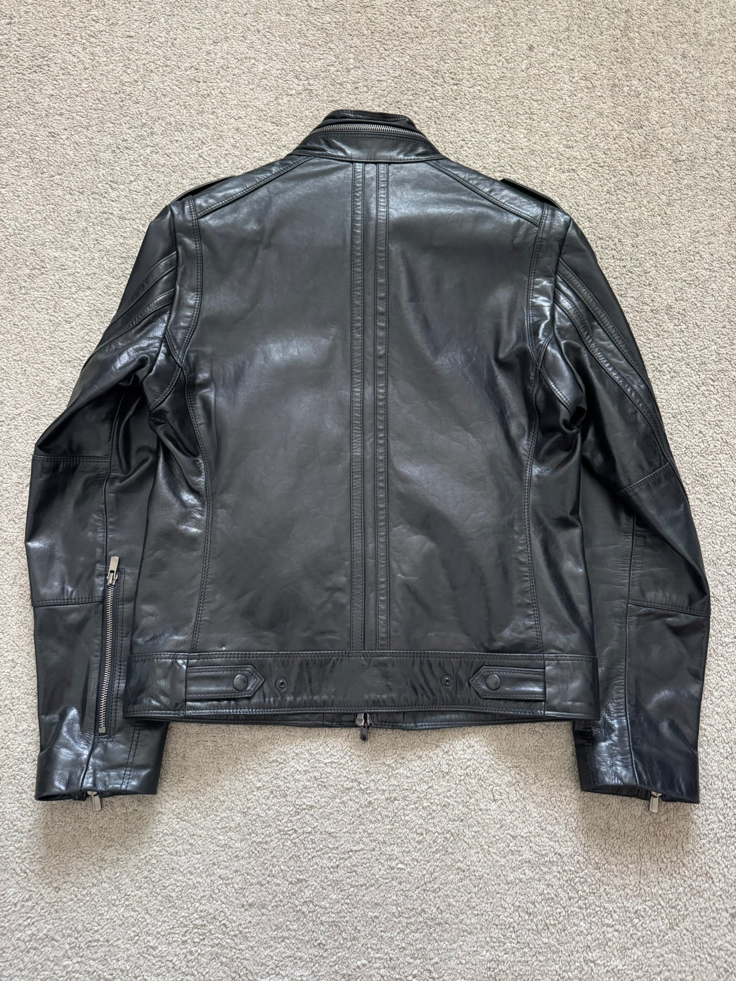 BLACKBARRETT by Neil Barrett Asymmetric Zip Leather Jacket
