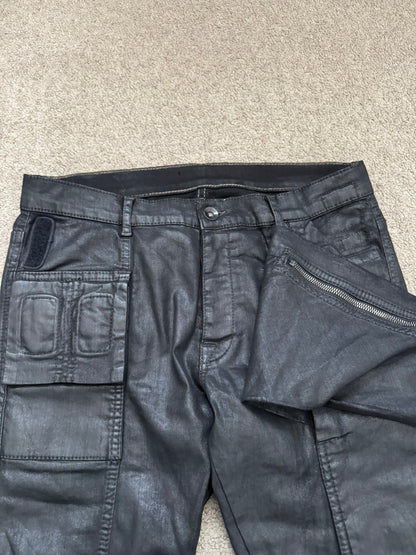 FW13 Rick Owens DRKSHDW Black Waxed Memphis Biker Denim Jeans