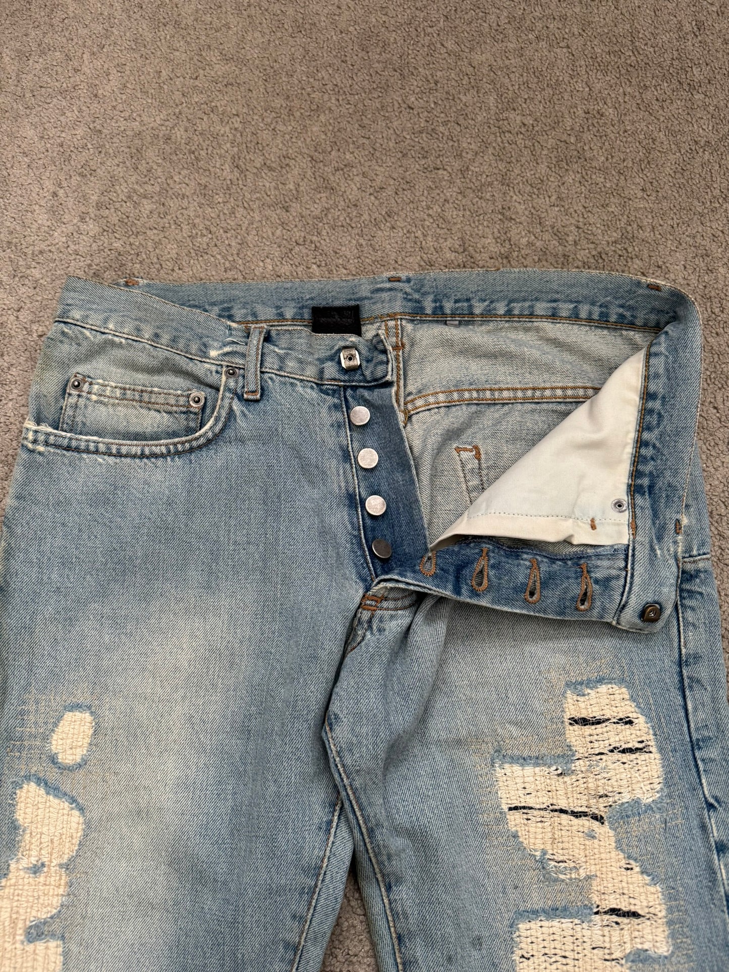 SS06 Dior Homme by Hedi Slimane Crash Distressed Denim Jeans
