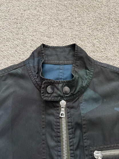 Dries Van Noten Camo Zipper Cargo Biker Jacket