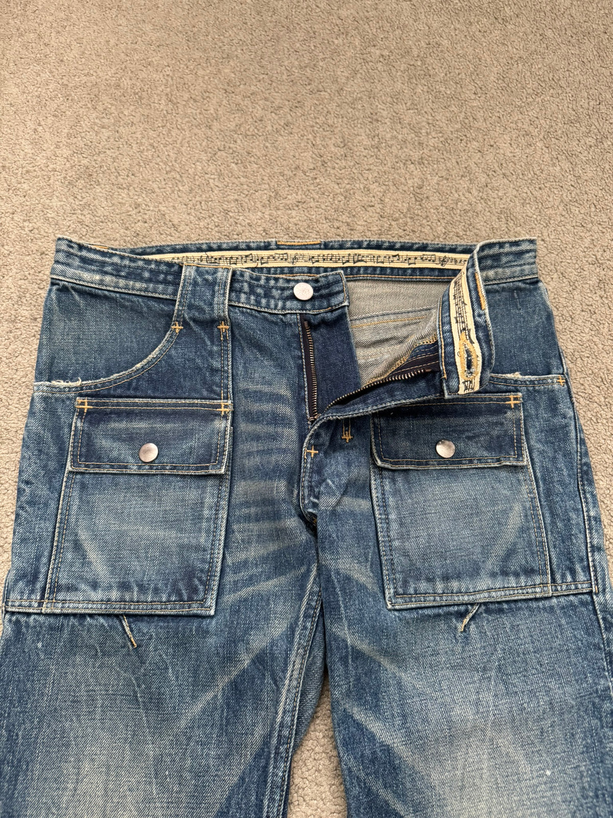 AW09 Number (N)ine Paint Cargo Bush Crying Heart Denim Jeans