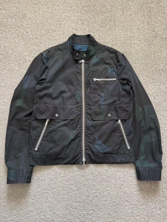 Dries Van Noten Camo Zipper Cargo Biker Jacket