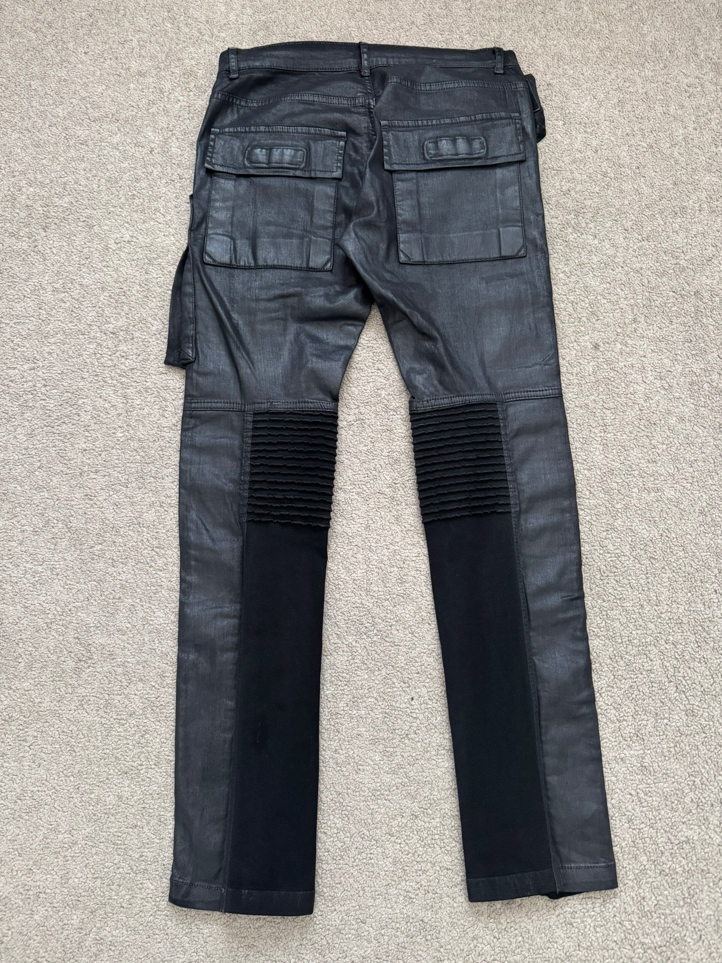 FW13 Rick Owens DRKSHDW Black Waxed Memphis Biker Denim Jeans