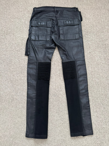FW13 Rick Owens DRKSHDW Black Waxed Memphis Biker Denim Jeans