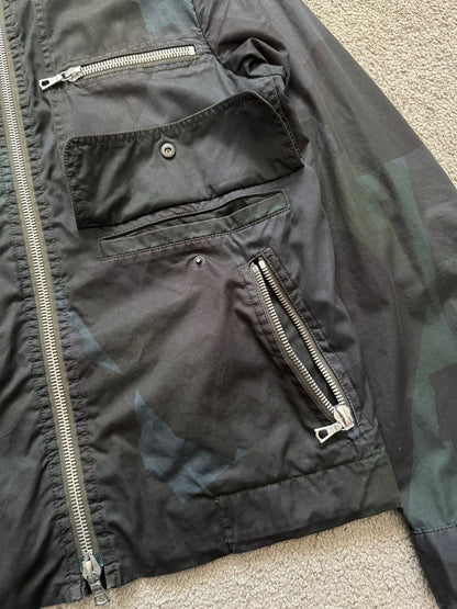 Dries Van Noten Camo Zipper Cargo Biker Jacket