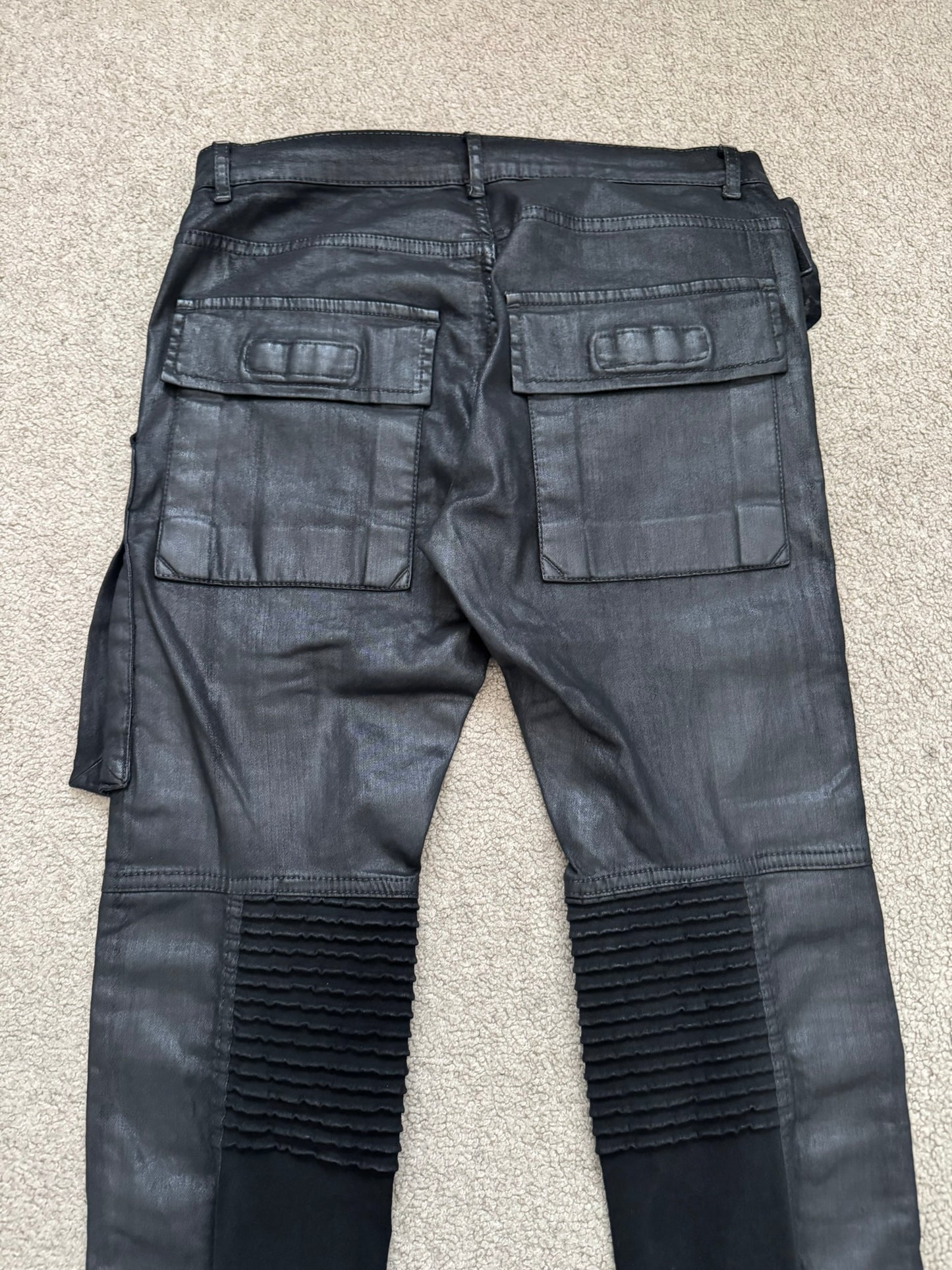 FW13 Rick Owens DRKSHDW Black Waxed Memphis Biker Denim Jeans