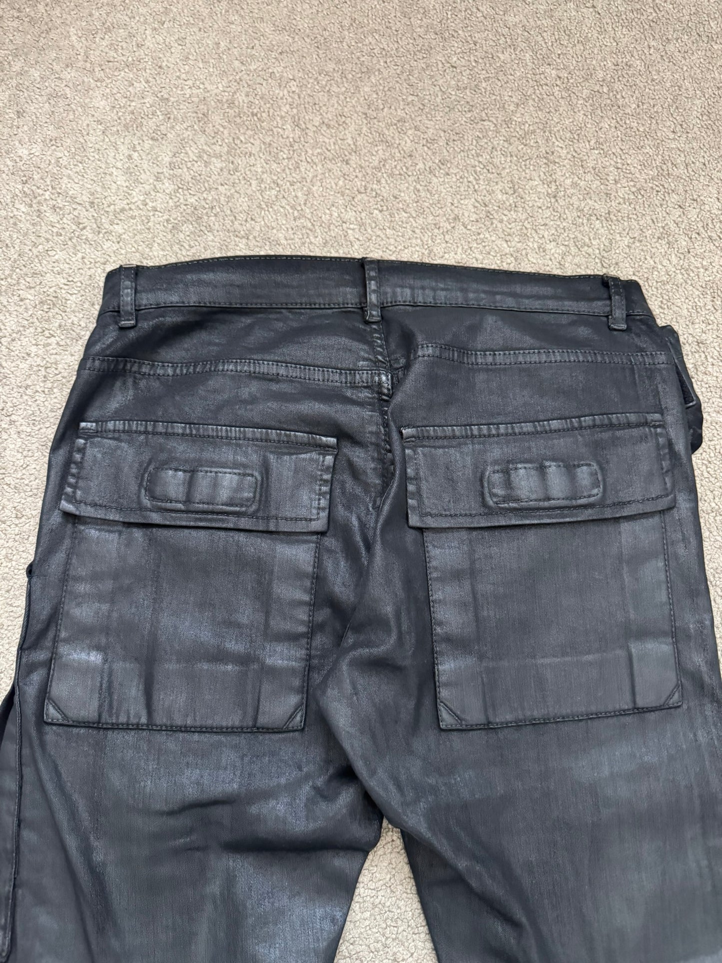 FW13 Rick Owens DRKSHDW Black Waxed Memphis Biker Denim Jeans