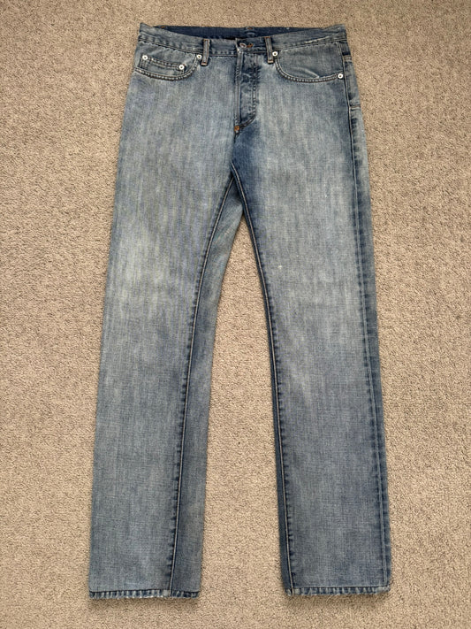 SS08 Dior Homme by Kris Van Assche Light Washed Blue Silver Denim Jeans