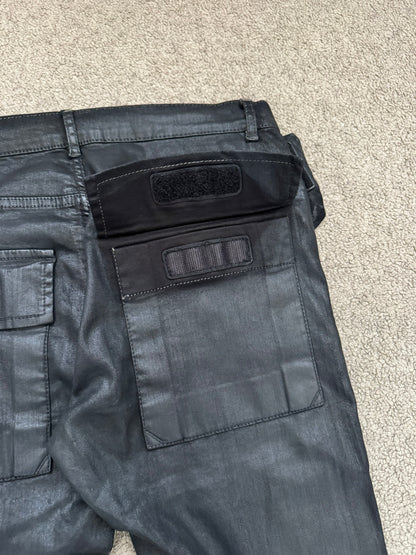 FW13 Rick Owens DRKSHDW Black Waxed Memphis Biker Denim Jeans