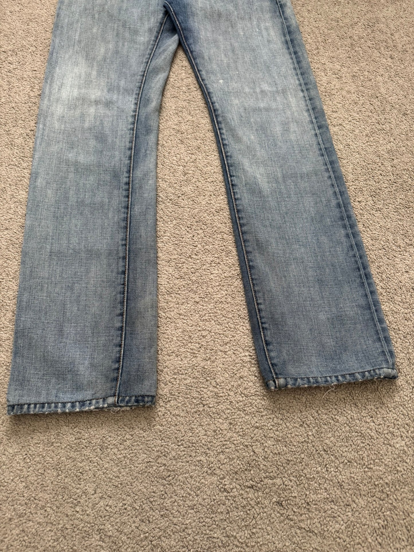 SS08 Dior Homme by Kris Van Assche Light Washed Blue Silver Denim Jeans