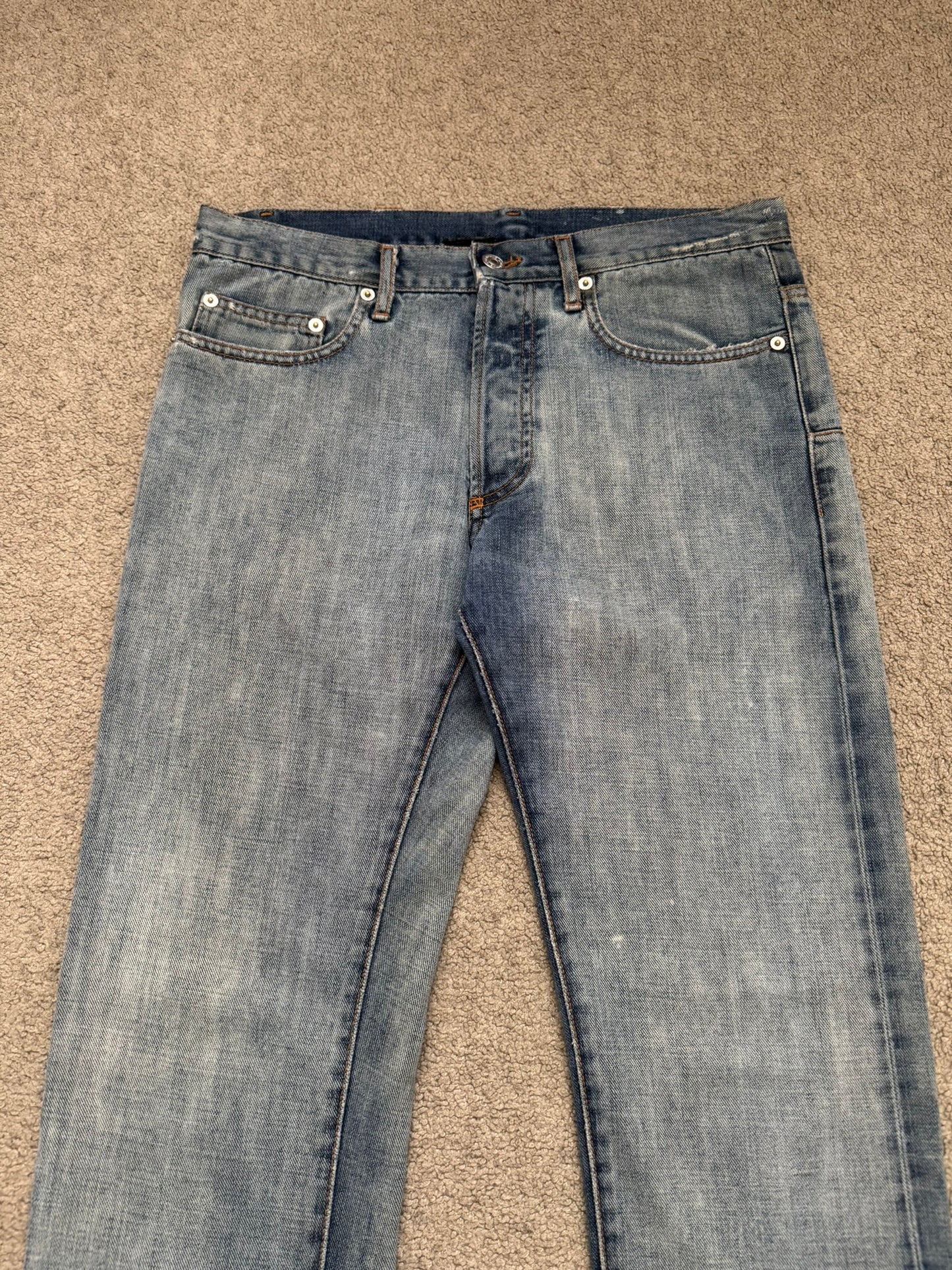 SS08 Dior Homme by Kris Van Assche Light Washed Blue Silver Denim Jeans