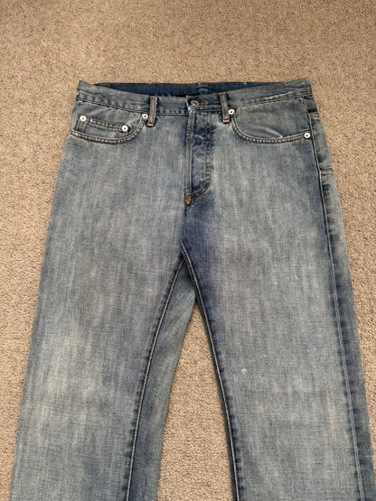 SS08 Dior Homme by Kris Van Assche Light Washed Blue Silver Denim Jeans