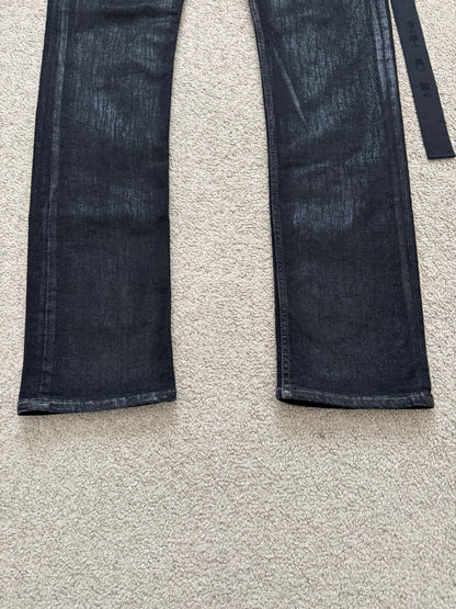 FW21 Rick Owens DRKSHDW Black Foil Waxed Tyrone Denim Jeans