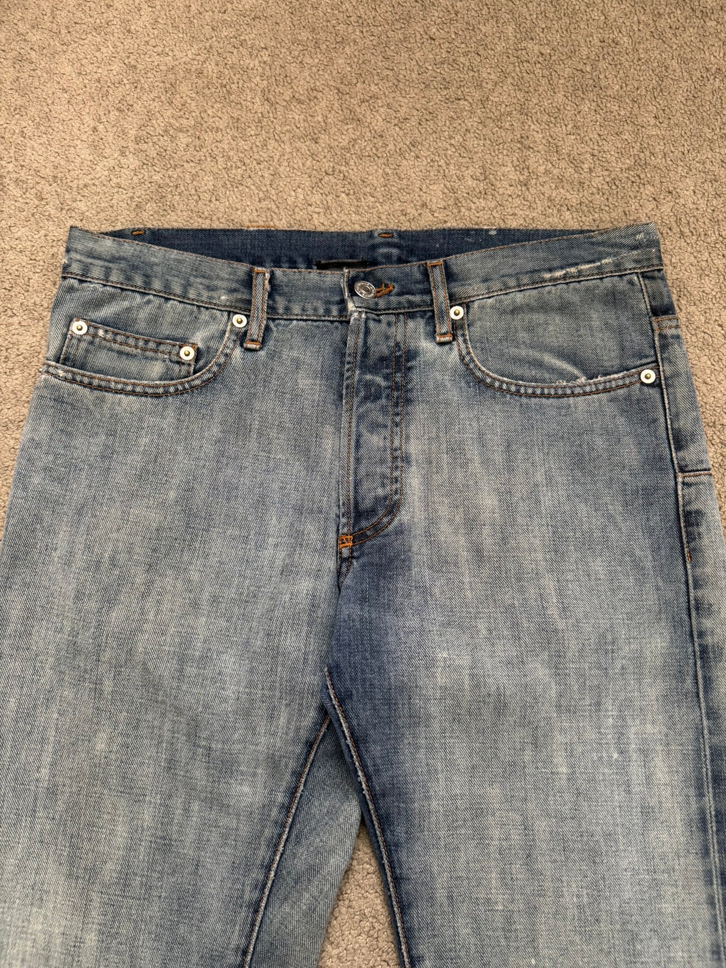 SS08 Dior Homme by Kris Van Assche Light Washed Blue Silver Denim Jeans