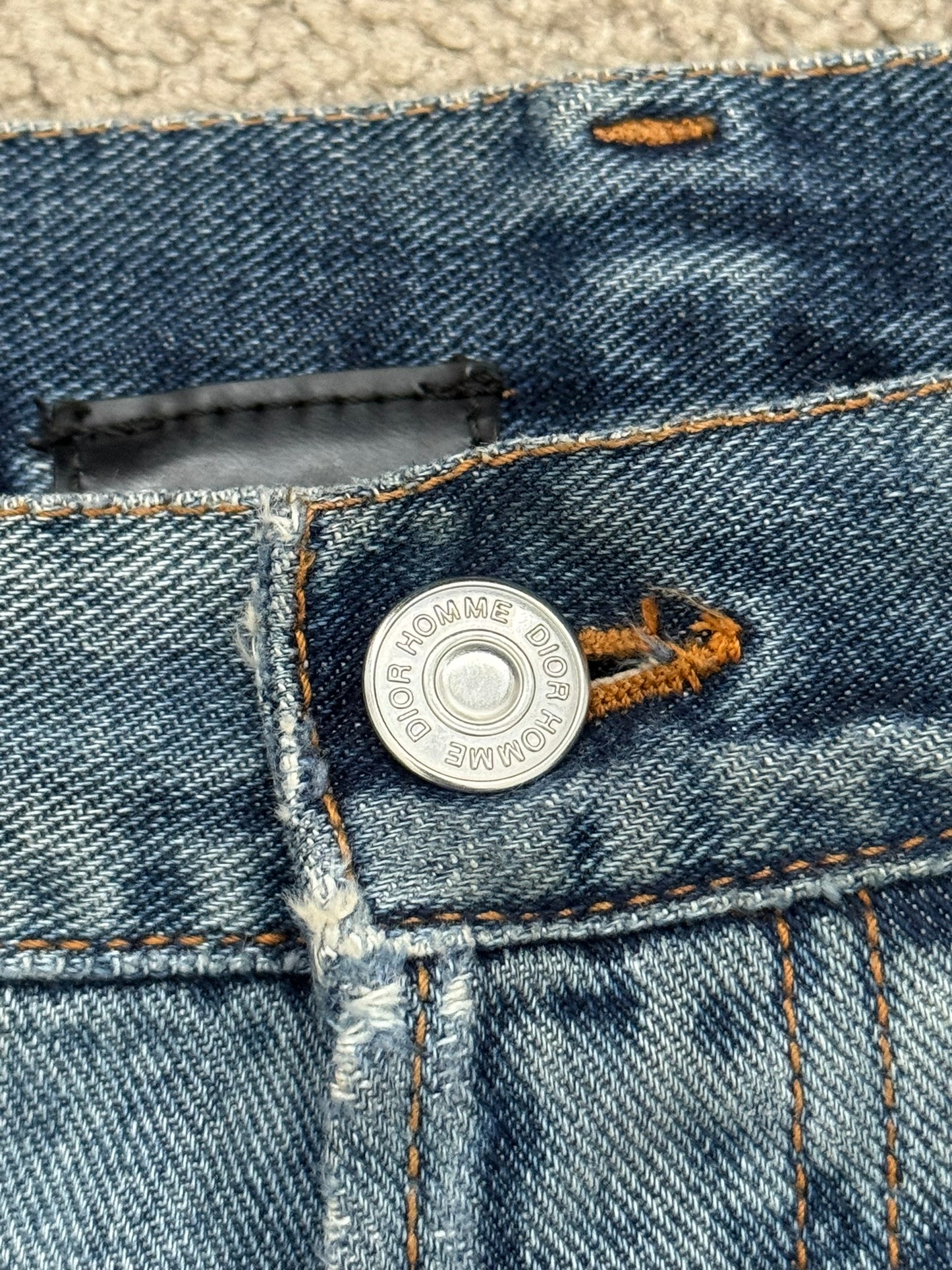 SS08 Dior Homme by Kris Van Assche Light Washed Blue Silver Denim Jeans