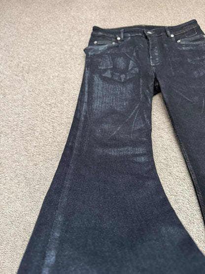 FW21 Rick Owens DRKSHDW Black Foil Waxed Tyrone Denim Jeans