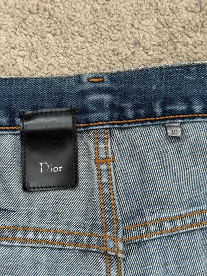 SS08 Dior Homme by Kris Van Assche Light Washed Blue Silver Denim Jeans