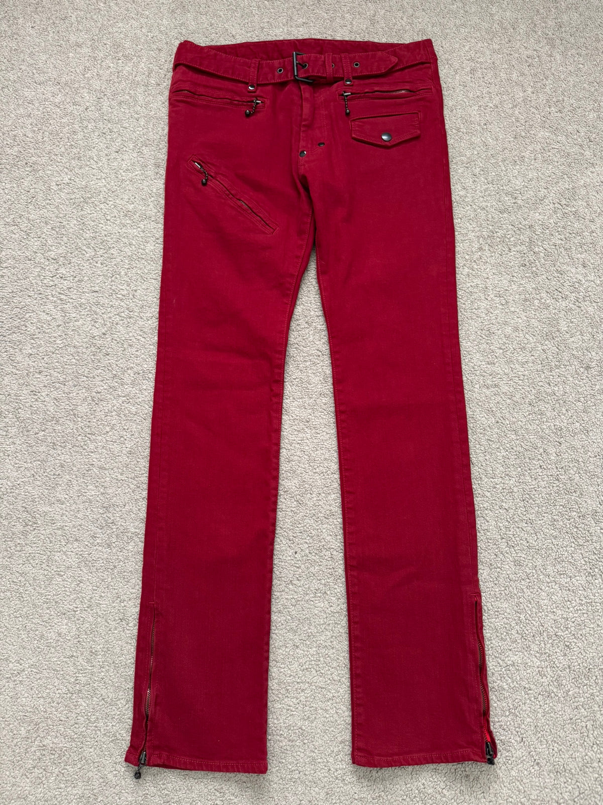 SS05 Number (N)ine "Nightcrawler" Belted Zipper Denim Jeans