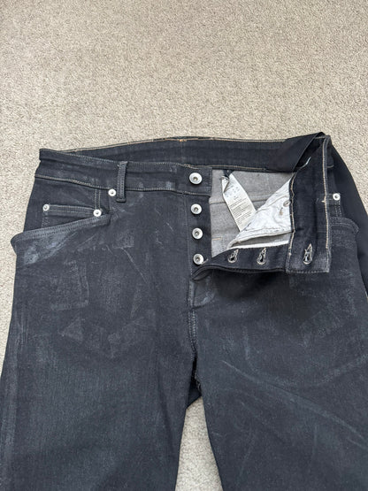 FW21 Rick Owens DRKSHDW Black Foil Waxed Tyrone Denim Jeans