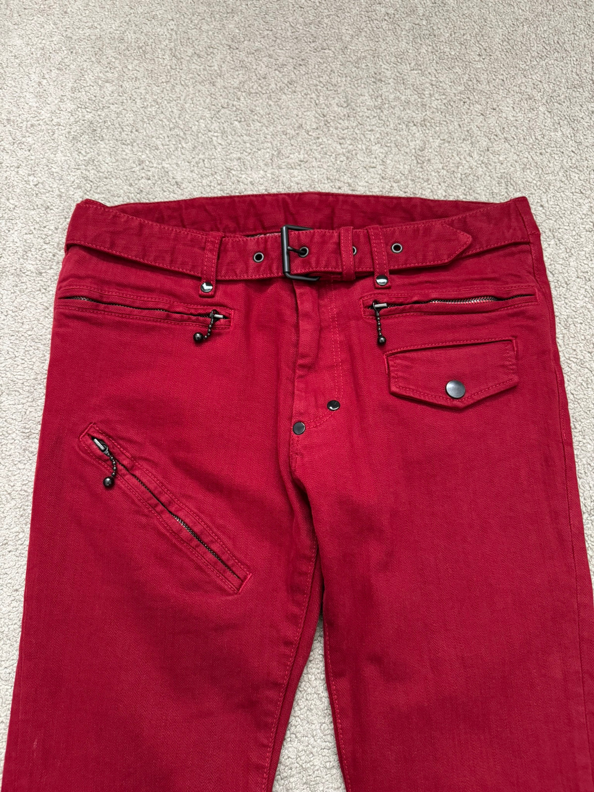 SS05 Number (N)ine "Nightcrawler" Belted Zipper Denim Jeans