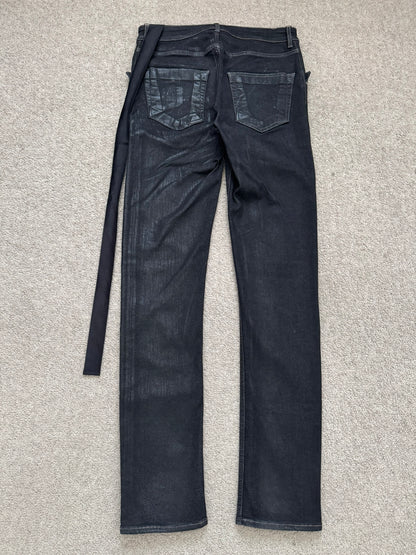 FW21 Rick Owens DRKSHDW Black Foil Waxed Tyrone Denim Jeans