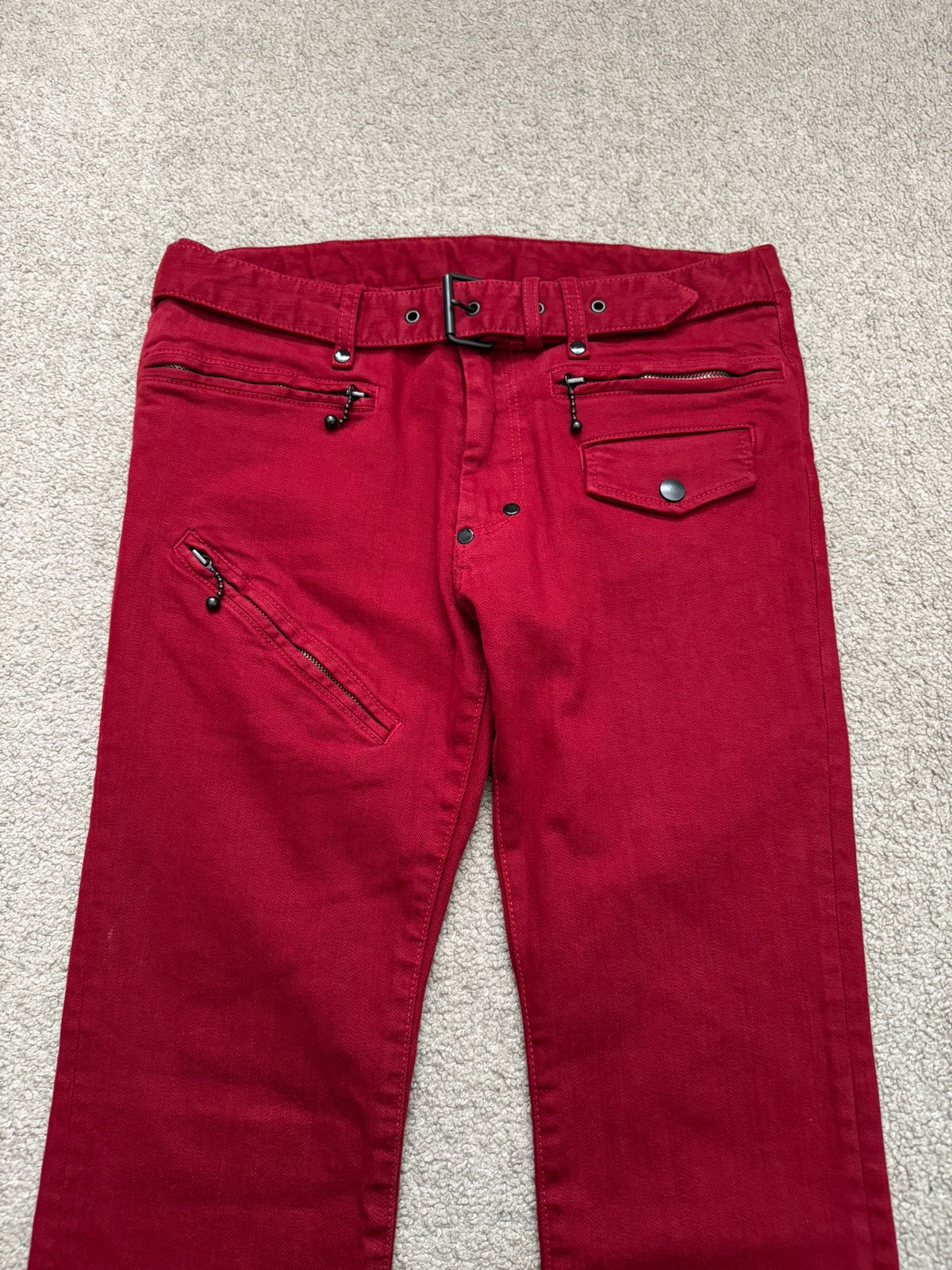 SS05 Number (N)ine "Nightcrawler" Belted Zipper Denim Jeans